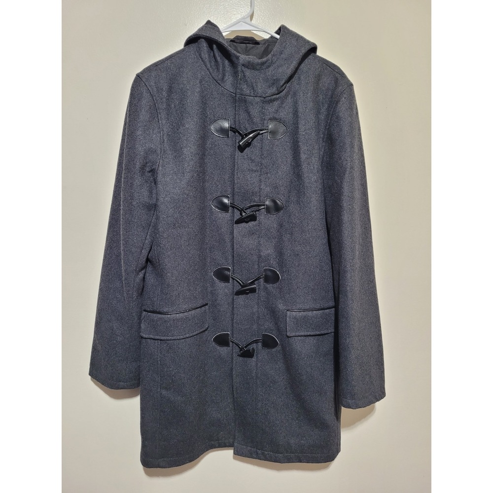 INC Toggle‎ Duffle Coat Mens Medium Charcoal Grey Excellent Wool Blend Hooded